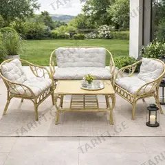 ბაღის ავეჯის ნაკრები ნატურალური რატანის Rattan