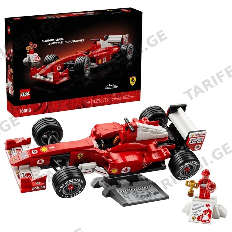 კონსტრუქტორი LEGO ICONS 11375 FERRARI F2004 & MICHAEL SCHUMACHER 735 ნაწილი