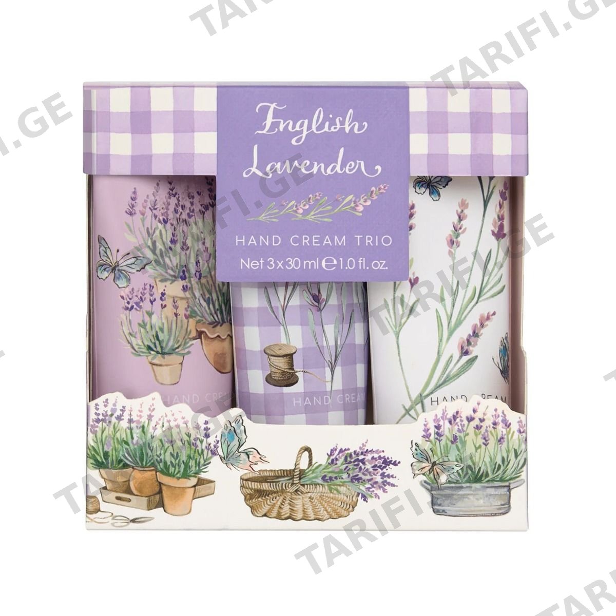ხელის კრემი 3 ცალი 30მლ English Lavender 4630 ჰესკოტი და აივორი - Heathcote & Ivory