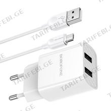 BOROFONE charger BA53A Powerway dual port charger set(Micro)(EU)white