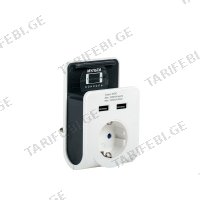 ადაპტერი iEK Т-02/01 2P+PE 16А 2хUSB 2,4А