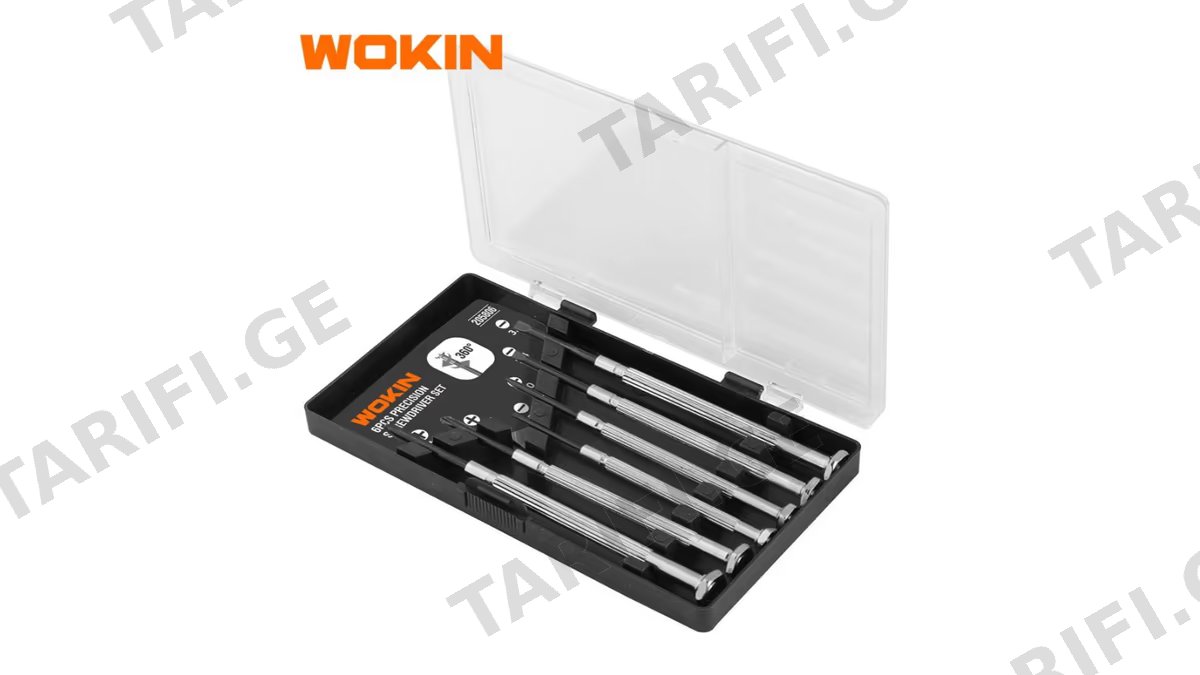 სახრახნისის ნაკრები Wokin 205806, 6Pcs Tool Set, PRECISION SCREWDRIVER SET Silver/Black