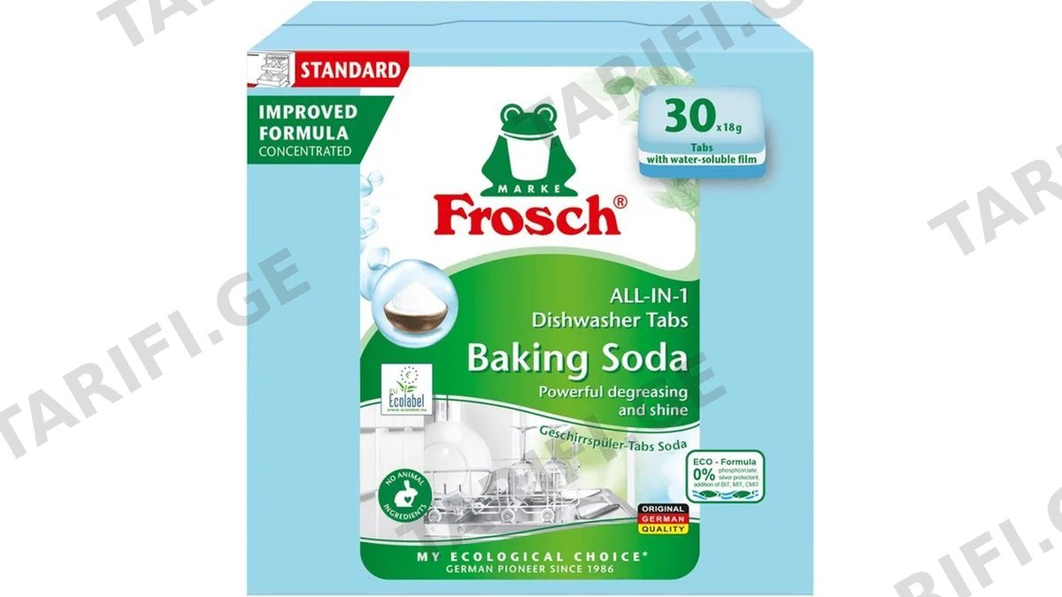 FROSCH ჭურჭლის სარეცხი მანქანის ტაბლეტი სოდა 30 ც (ფროში)