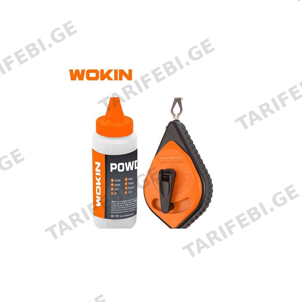 სამალიარო ძაფი Wokin 358701, 30m, Chalk Line Reel Set, Black/Orange