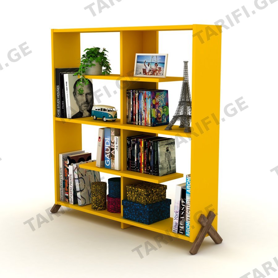 წიგნის თარო Kipp Bookcase (Walnut-Yellow) RF170202 (113*28*115)
