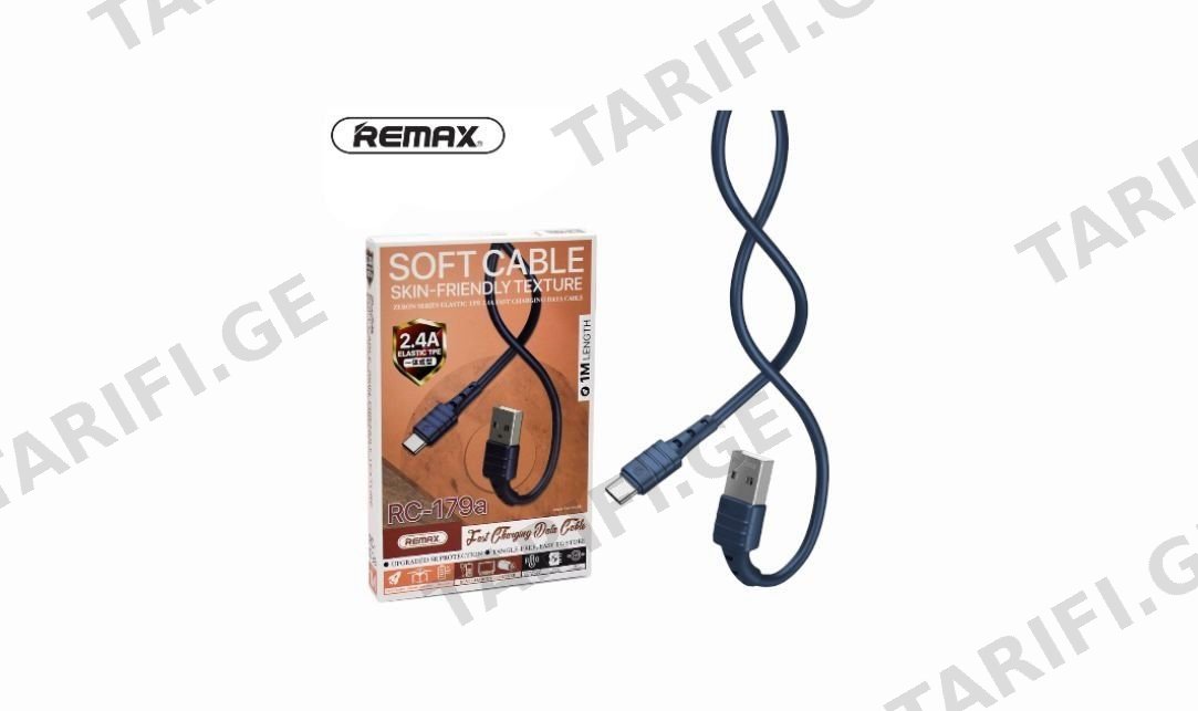 Remax RC-179a USB to Type-C Fast Charging Data Cable - ლურჯი