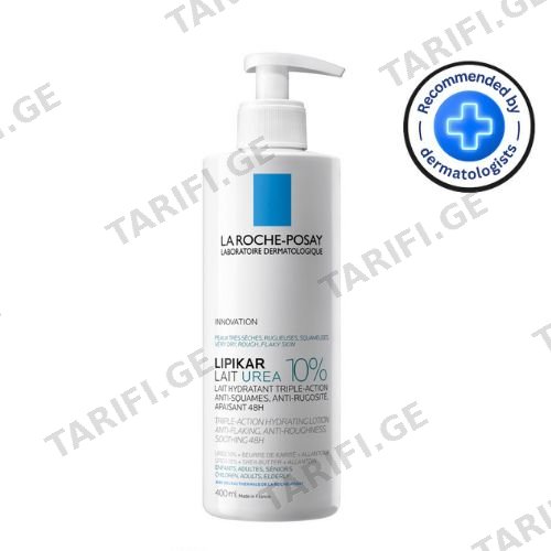 ლაროში - ლიპიკარი UREA 10% რძე სხეულის დამატენიანებელი სამმაგი მოქმედებით 400მლ 2302 LA ROCHE-POSAY - LIPIKAR LAIT UREA 10% 400ML 2302