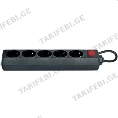 დამაგრძელებელი კაბელი DEFENDER POWER STRIP ES 3 M 5 PLUG BLACK