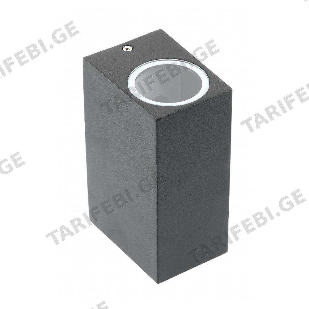 ფასადის სანათი GTV TIAGO GU10 MAX 2 35W IP54 AC220-240V შავი ოთხკუთხედი