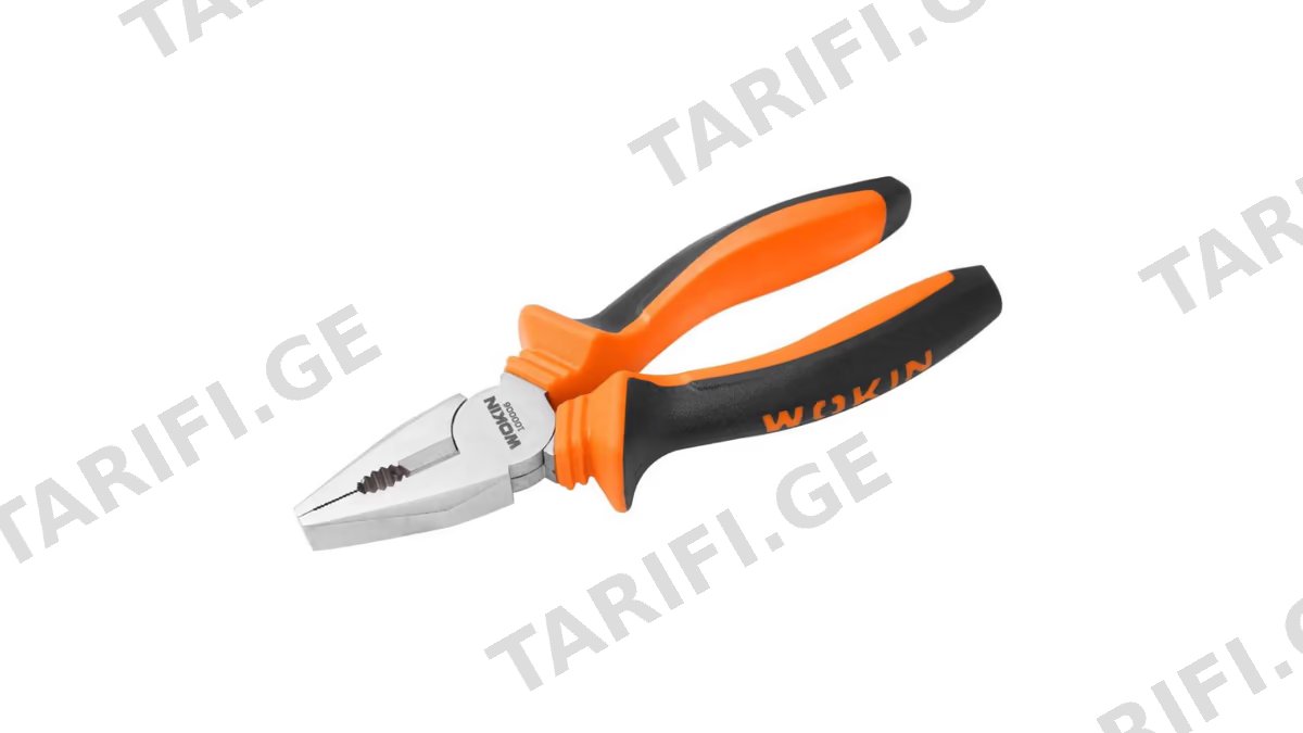 ბრტყელტუჩა Wokin 100007, 180mm COMBINATION PLIERS, Black/Orange