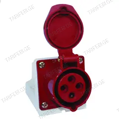 როზეტი EKF 114 3Р+РЕ 16А 380V IP44 წითელი