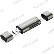 VENTION CCJH0 USB2.0 Multi-function Card Reader Gray ბარათის წამკითხველი