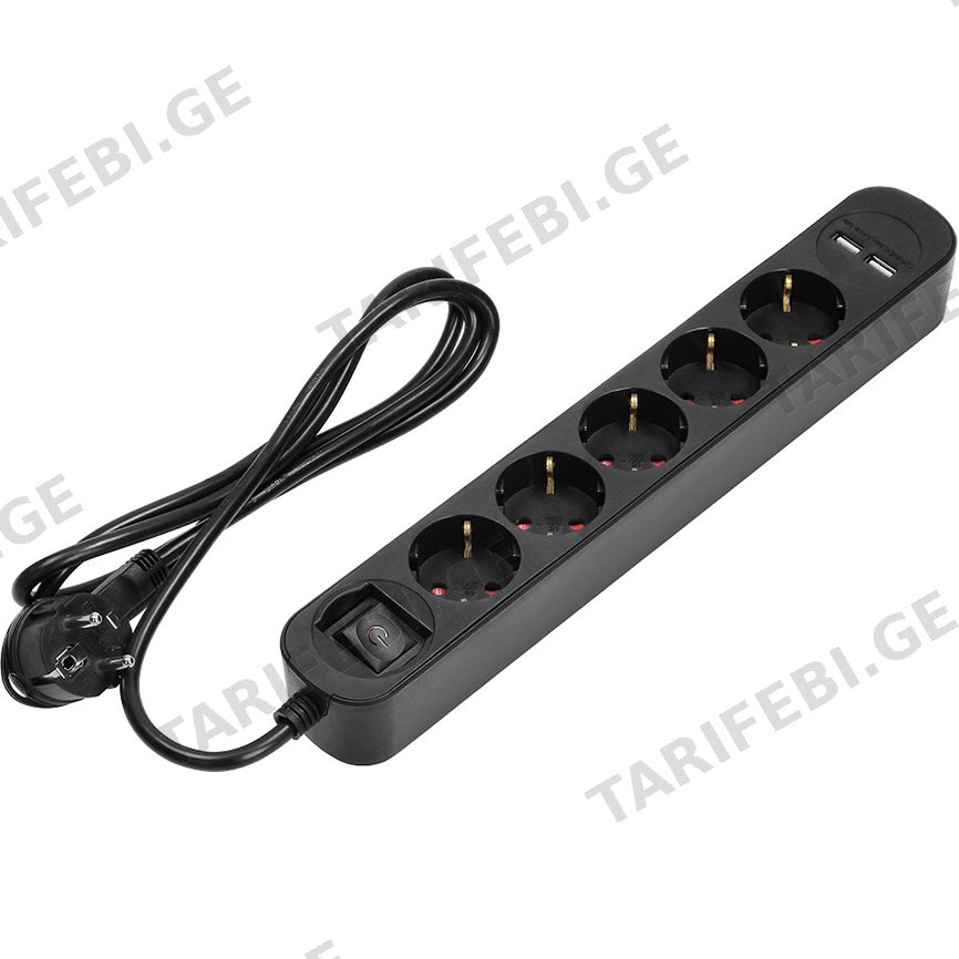 დამაგრძელებელი VIRONE 5 1.5მ Schuko 3 1მმ² 2 USB-А
