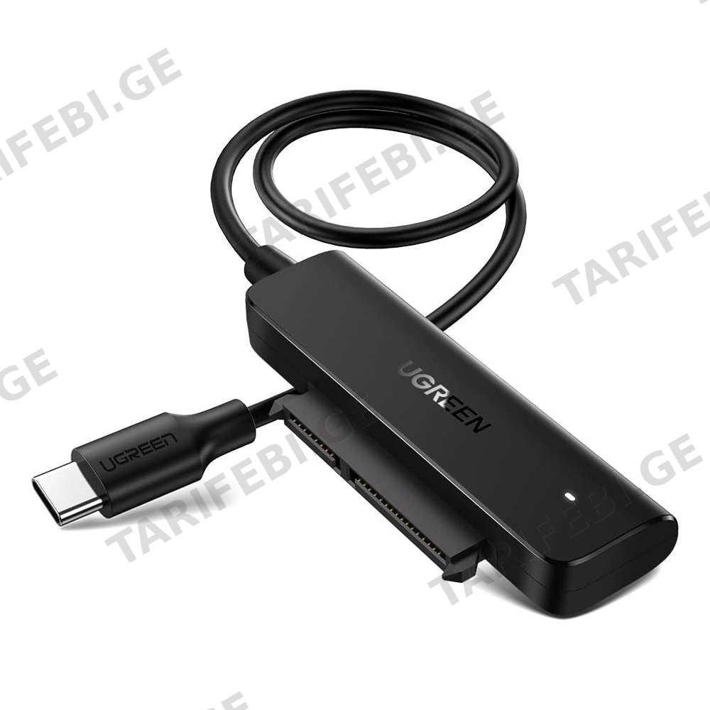 Type-C ადაპტერი UGREEN CM321 (70610), Type-C 3.0 to 2.5-Inch SATA Converter, 50cm, Black