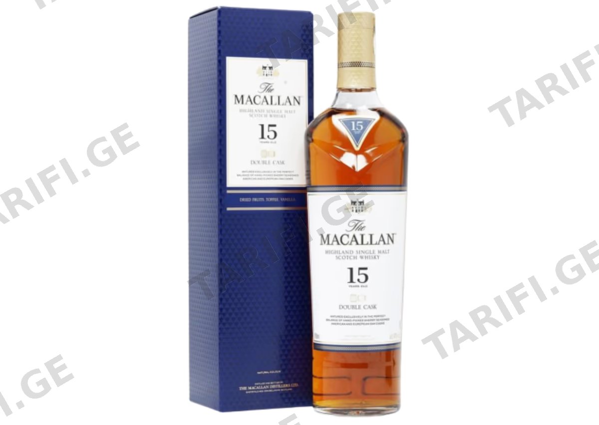 ერთალაოიანი შოტლანდიური ვისკი Macallan Double Cask, 15 წლიანი - 0.7L