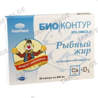 თევზის ქონი Ca,ვიტD3 600მგ#50კ