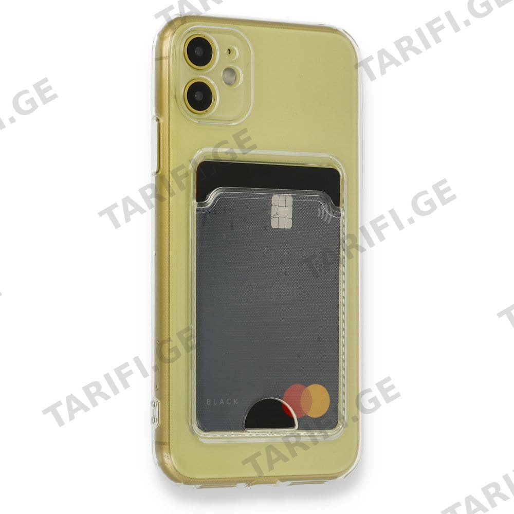 iPhone 11 Transparent Card Case, გამჭვირვალე ბარათის ჩასადებით ქეისი