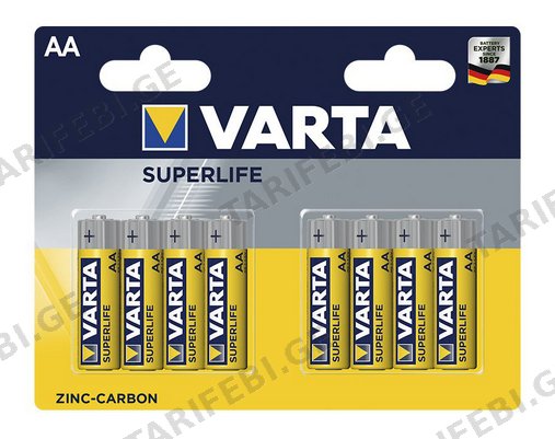 ელემენტი Varta Superlife Zinc-Carbon AA 8 ც