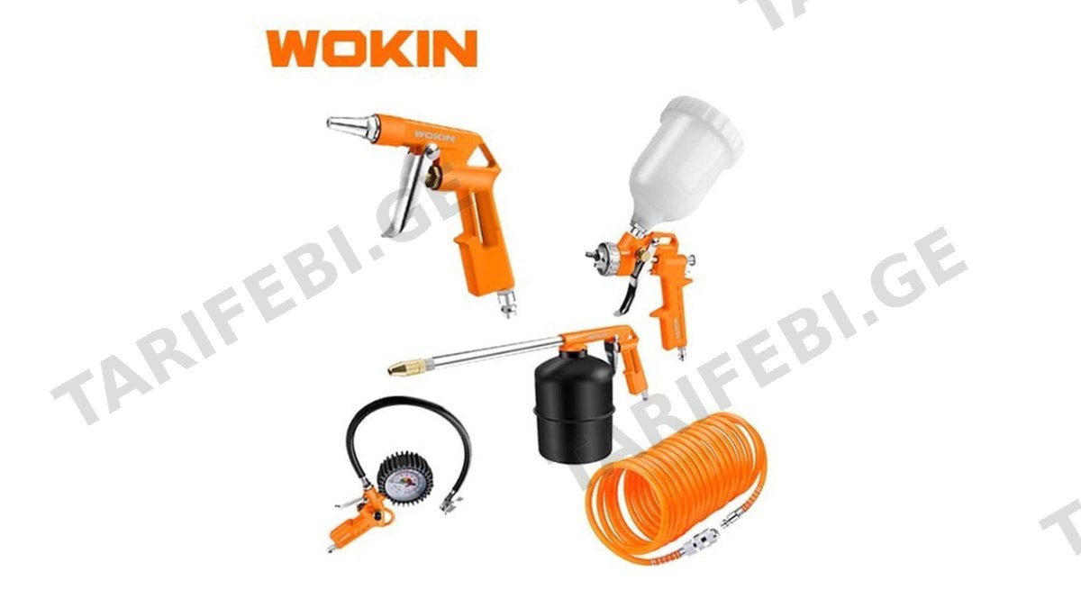 ჰაერის კომპრესორის თავის ნაკრები Wokin 816005, 5Pcs, Air Tools Kit, Orange