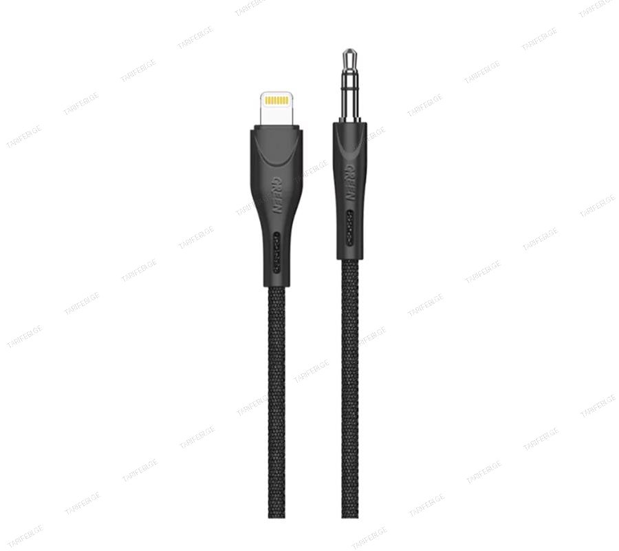 Green AUX 3.5 to Lightning Cable 1.2M 2.4A Black