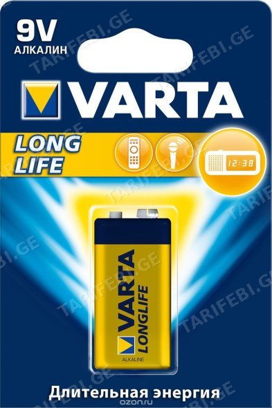 ელემენტი VARTA Alkaline Long Life 6LR61 9V 1 ც