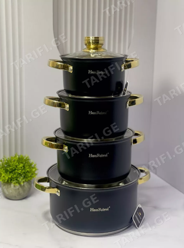 ქვაბების ნაკრები 8 ცალი HAUSROLAND HR131-7 BLACK