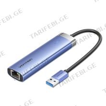 VENTION TGFSB USB 3.0 to USB 3.0 x 3/RJ45/USB-C Hub 0.15M Blue Aluminum Alloy Type USB ჰაბი