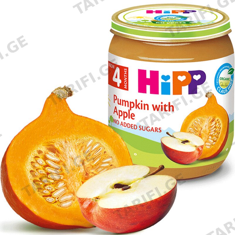 HIPP-ის ხილფაფა გოგრა და ვაშლი (4 თვიდან, 125 გრ)