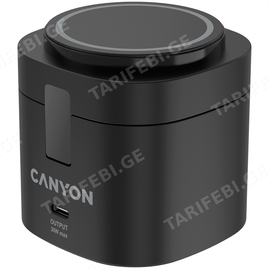 Canyon 4 in 1 Wireless Charging Stand, 30W max, Size: 70x70x70.3mm, weight: 414g, with 65W charger and 1M cable, white