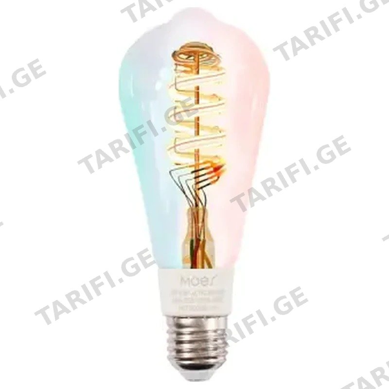 ჭკვიანი ნათურა MOES WB-TDA9-RCW-E27-MS WI-FI E27 RGB 10W 16M ფერი