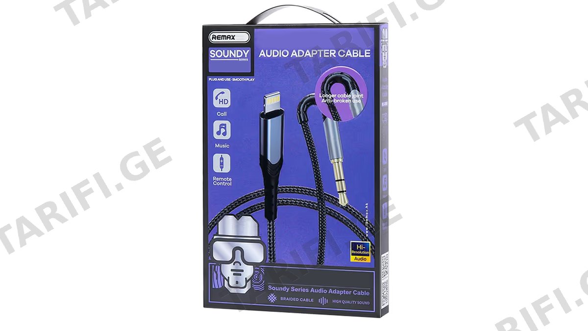 Remax Aux Cable for iPhone Series 14/13/12/11/X/SE/8/7