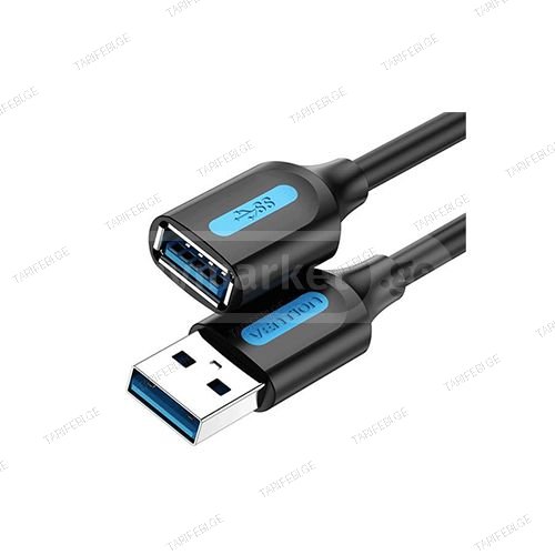 USB დამაგრძელებელი - Vention USB 3.0 Black PVC Type 1m