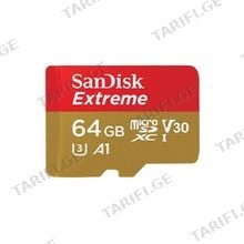 SanDisk 64GB Extreme MicroSD/XC UHS-I Card Up to 170MB/s/C V30/4K/A2 SDSQXAH-064G-GN6MN Micro-SD ბარათი