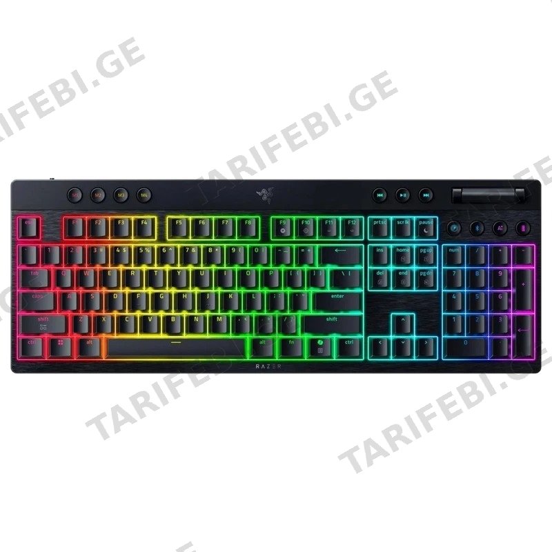 სათამაშო კლავიატურა RAZER BLACKWIDOW V4 LOW-PROFILE HYPERSPEED უსადენო მექანიკური შავი