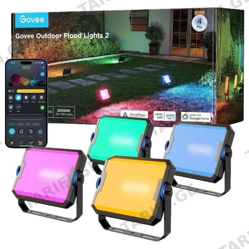 გარე განათების ნაკრები GOVEE H8057C11 WIFI BLUETOOTH 4 ცალი