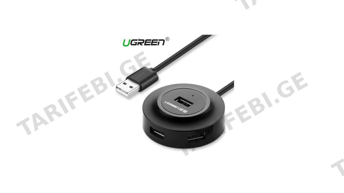 USB ჰაბი UGREEN CR106 (20277) 4xUSB 2.0, 1m, Black