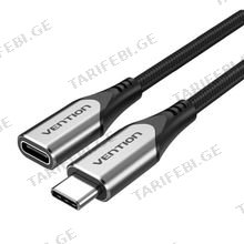 VENTION TABHF Cotton Braided USB-C 3.1 Extension Cable 1M Gray