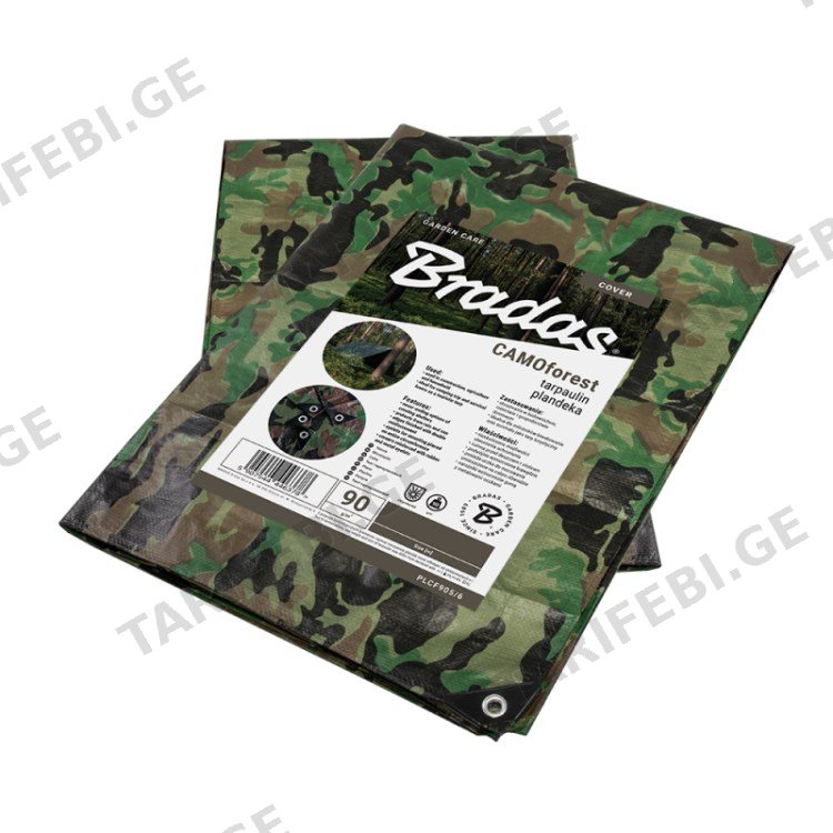 სამხედრო ბრეზენტი Bradas CAMOforest 4x6მ 90გ/მ²