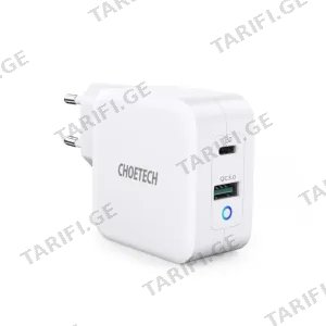 Choetech PD8002 Gan PD 65W Type-C + Type-A (XX-PD8002-EU-WH)