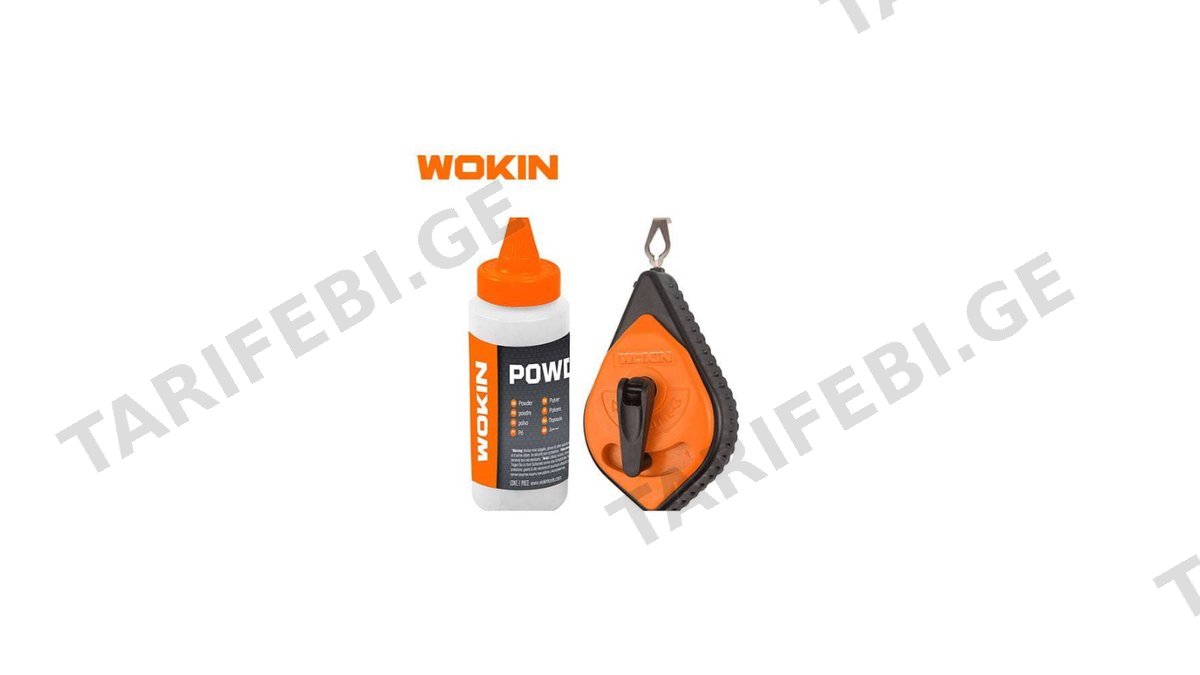 სამალიარო ძაფი Wokin 358701, 30m, Chalk Line Reel Set, Black/Orange