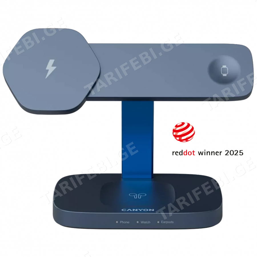 CANYON Wireless Charging Station Hexagon 310 3in1 DarkGrey/Blue