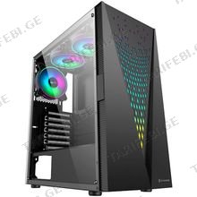 ქეისი 2E GAMING COMPUTER CASE GALAXY (G2055) MIDT, 2xUSB2.0,1xUSB3.0, 3x120MM ARGB+STRIP,TG (SIDE PANEL),WITHOUT PSU, BLACK (2E-G2055)
