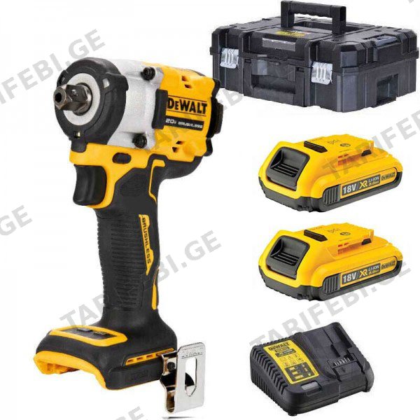 ქანჩსახრახნი აკუმულატორის დარტყმითი DeWalt DCF922P2T-QW 18V