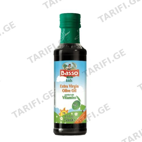 ზ/ზ - ზეთი ზეითუნის Basso პირველადი ცივი დაწურვის ვიტამინებით (E-A-D) - საბავშო 250მლ 6118