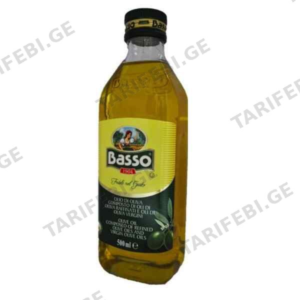 ზეთი ზეითუნის ცივი დაწურვის რაფინირებული //Basso/ 500მლ