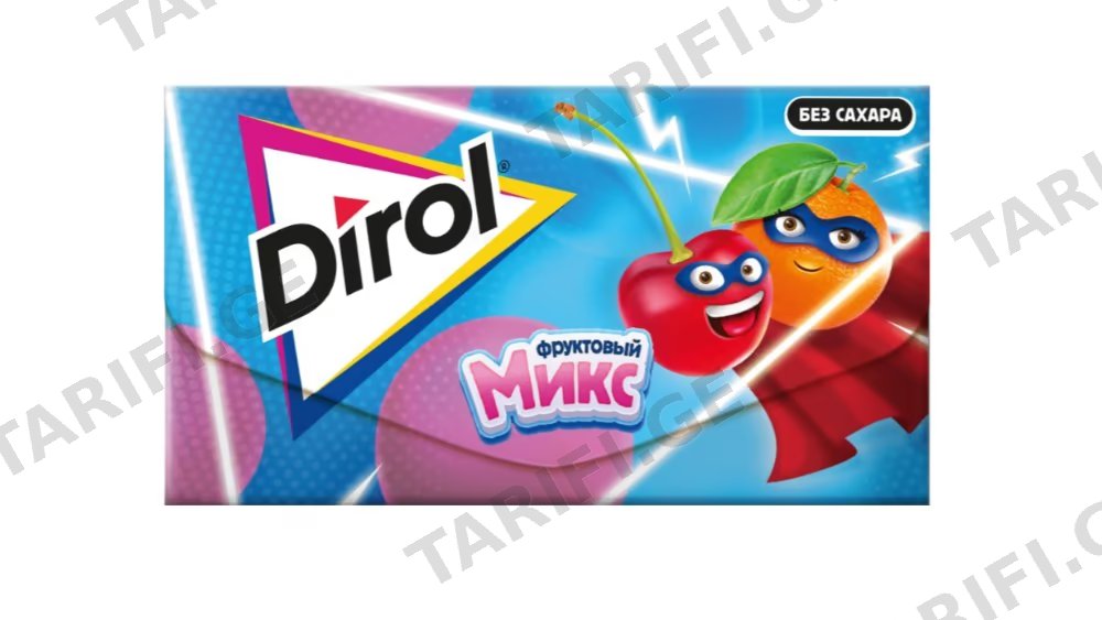 დიროლი საღეჭი რეზინა KIDS ხილის ასორტი 13.5გ