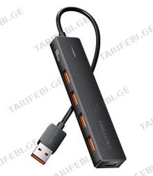 VENTION CHOBB USB to USB 3.2 Gen 2 Type-A x 4/USB-C 10G Hub 0.15M Black USB ჰაბი