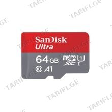 SanDisk 64GB Ultra MicroSD/HC UHS-I Card 100MB/S Class 10 SDSQUNR-064G-GN3MN Micro-SD ბარათი