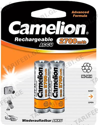 აკუმულატორი Camelion AA ზომის 2700მა 1.2ვ, 2ც