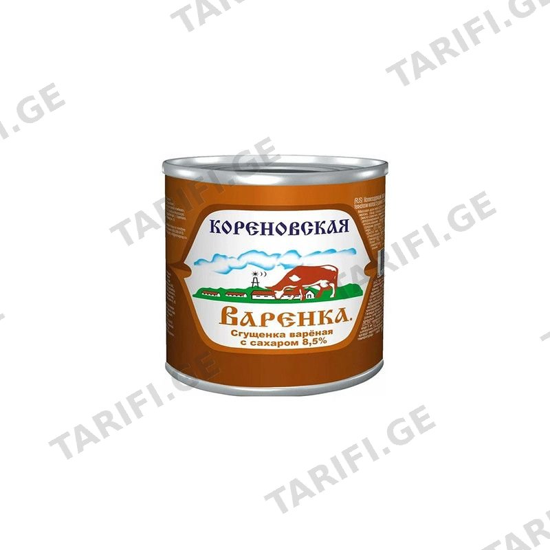 შესქელებული რძე ”კორენოვსკაია” მოხარშული 370გრ. 45 ც
